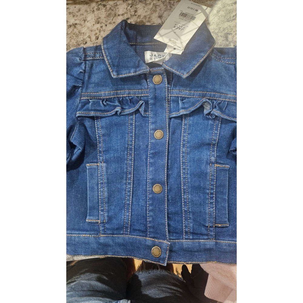 NWT adorable Janie and Jack Kids Blue Ruffle Denim Trucker Jacket size 2T